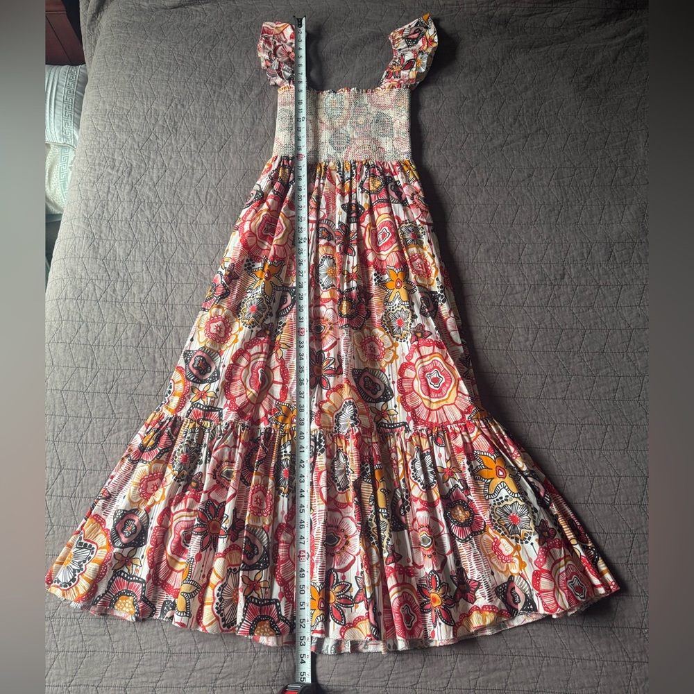NWT BTB Los Angeles Smocked 100% cotton Flutter Sleeve Maxi Dress Size medium - Picture 16 of 16